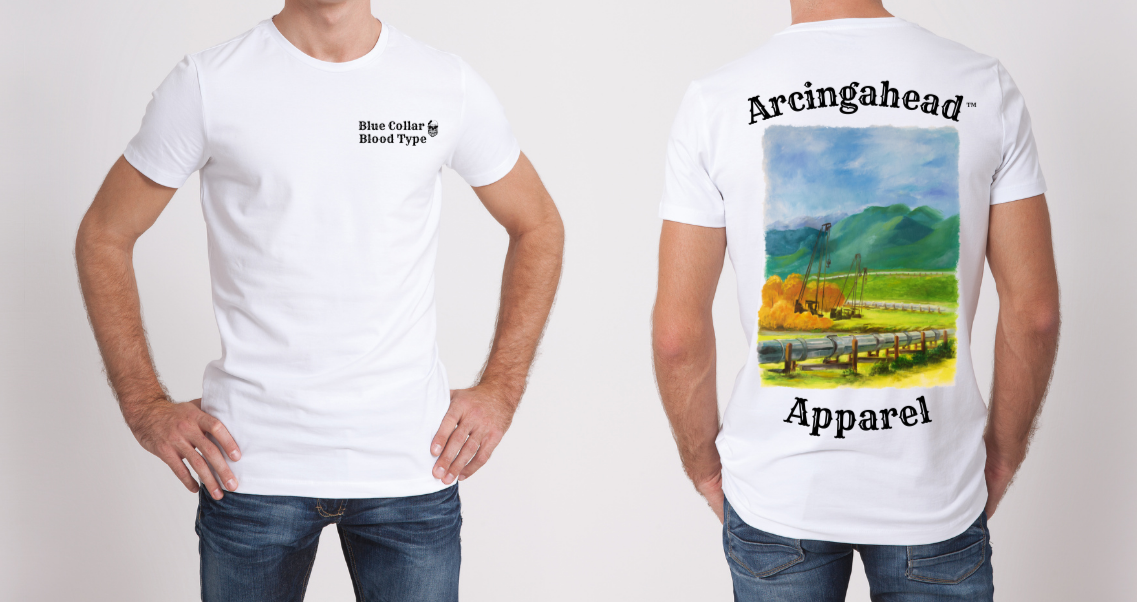 mens white pipline worker tee shirt