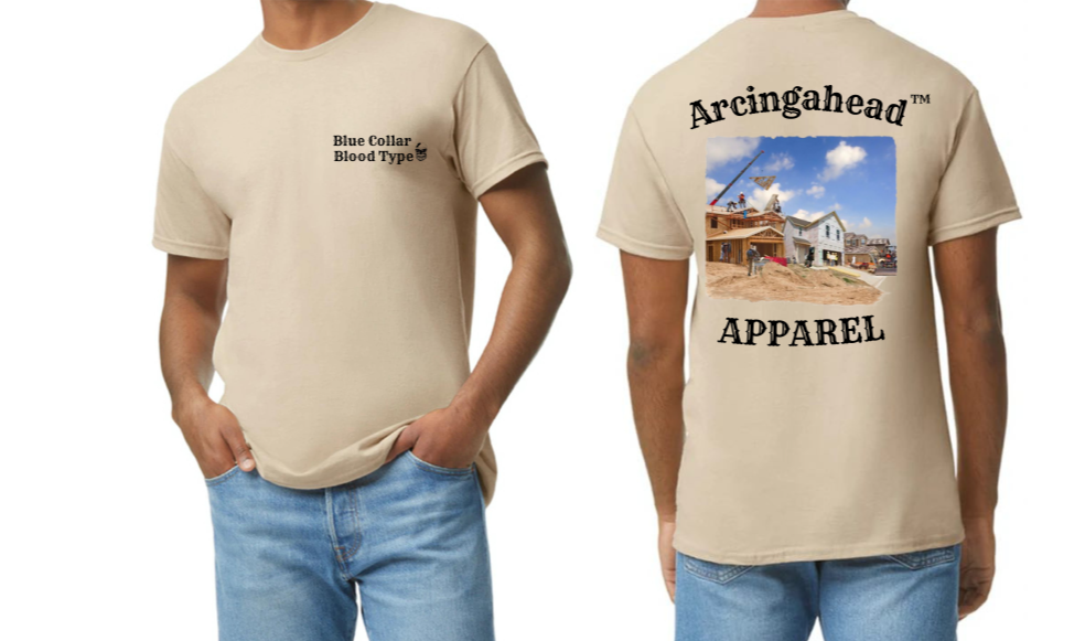 home construction mens sand tee shirt