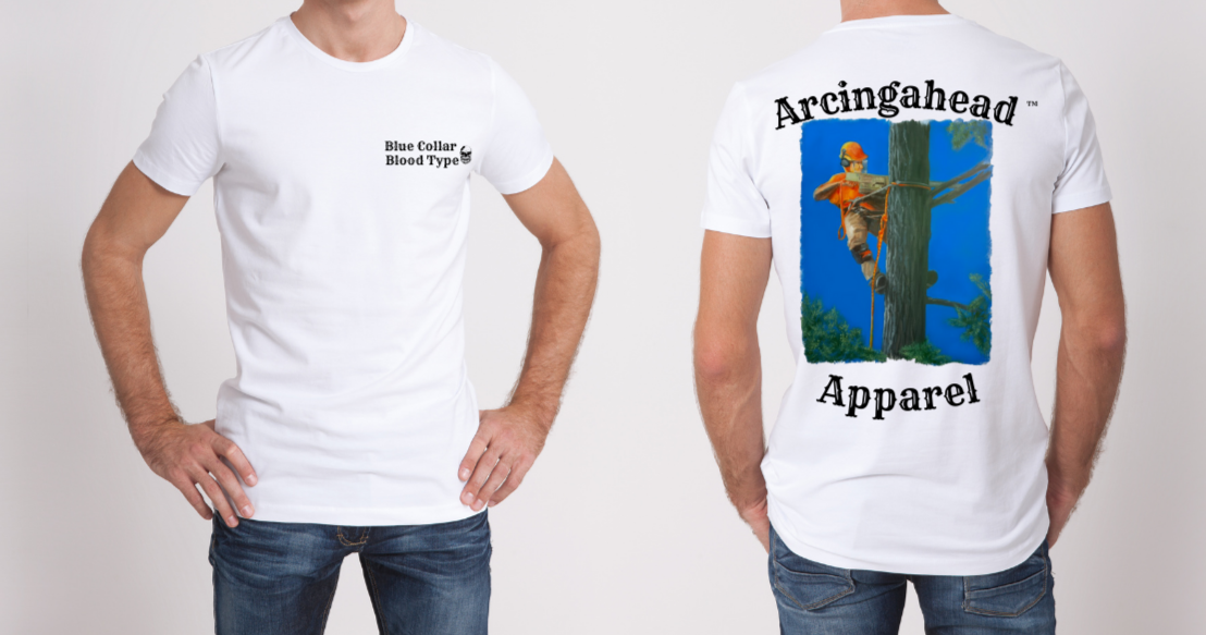 Arborist mens white tee shirt