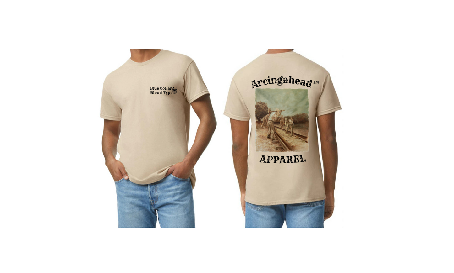 rail road worker sand mens tee shirt