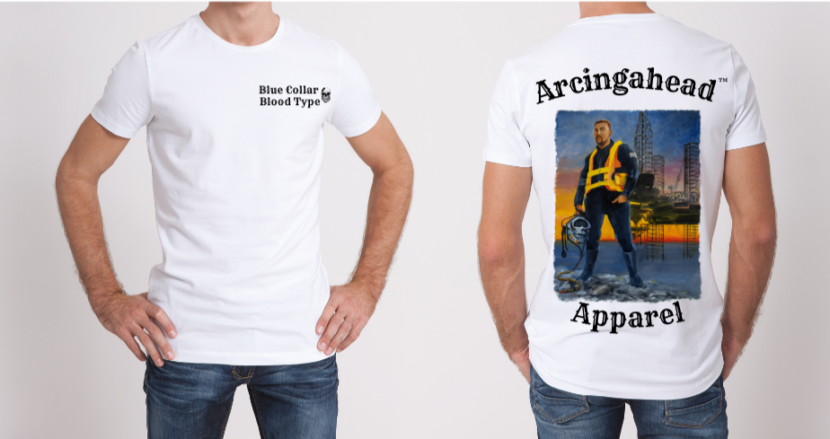 oil rig worker mens white tee shirt