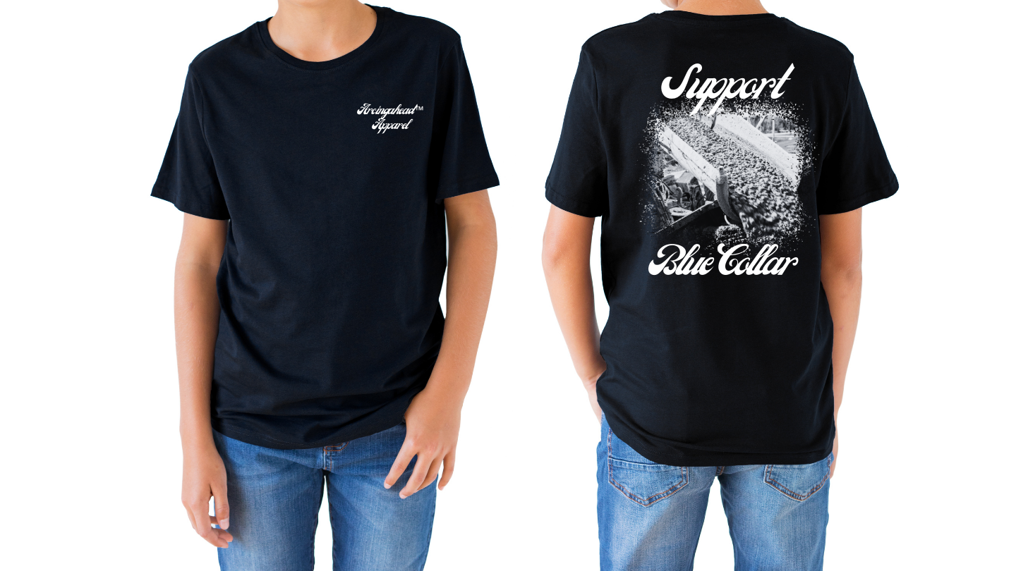 Kid's unisex concrete worker T-shirt (cursive)