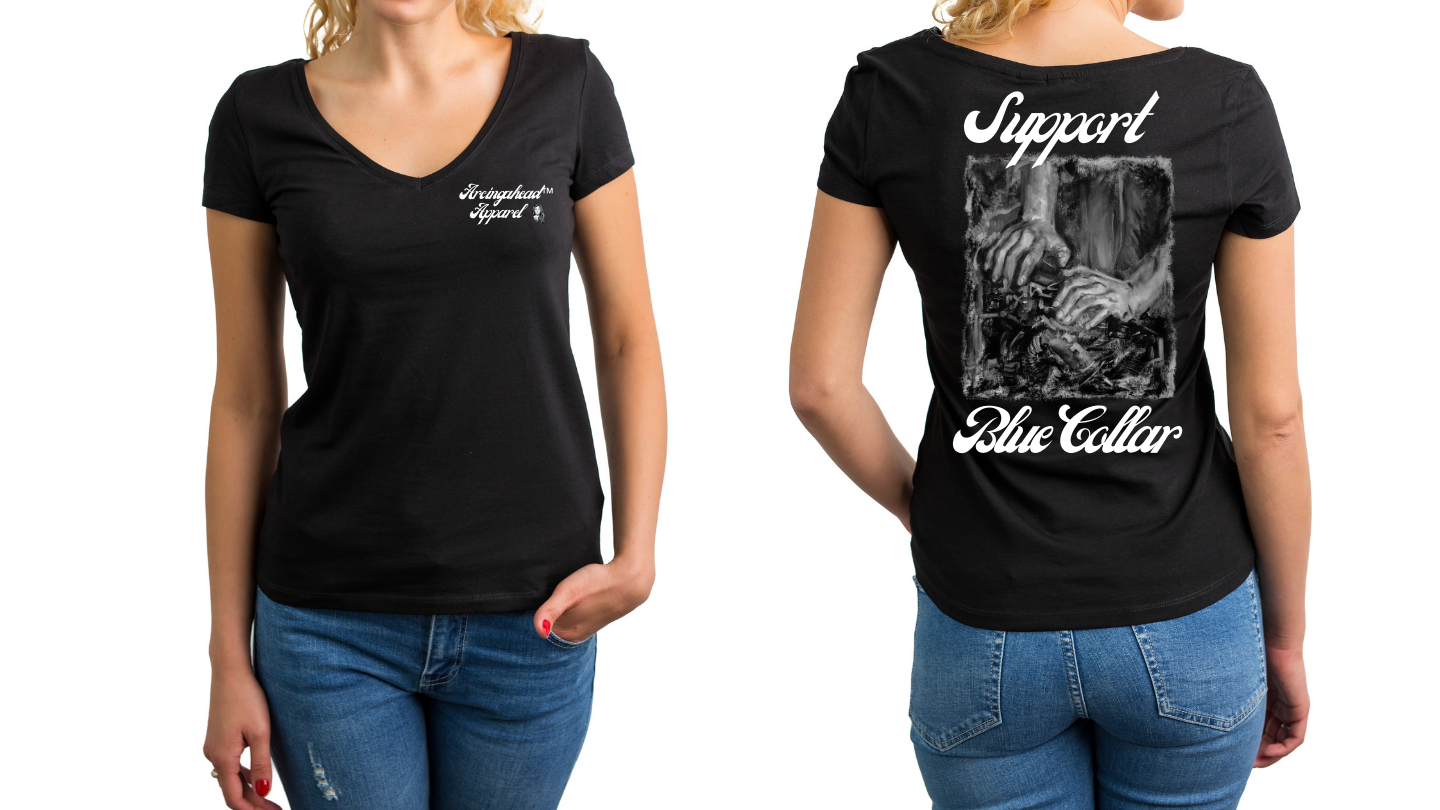 Mechanic "babe" (man hands) T-shirt (cursive)