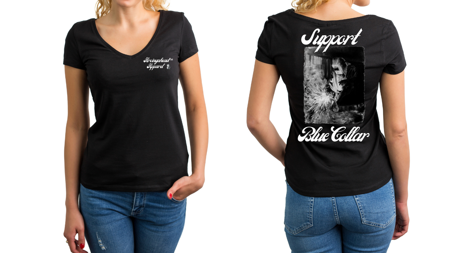 Welder "babe" (woman with braid) T-shirt (cursive)