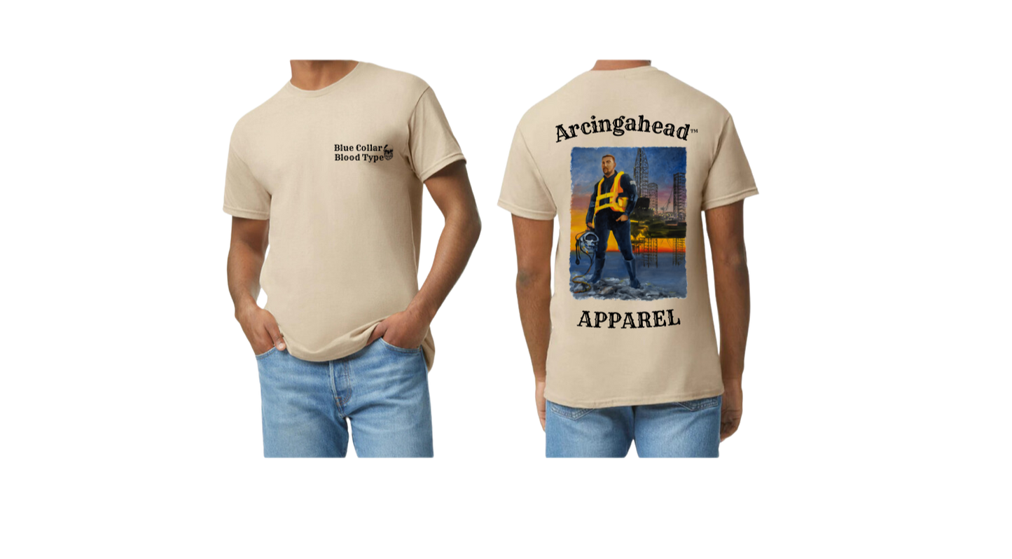 oil rig worker sand mens tee shirt