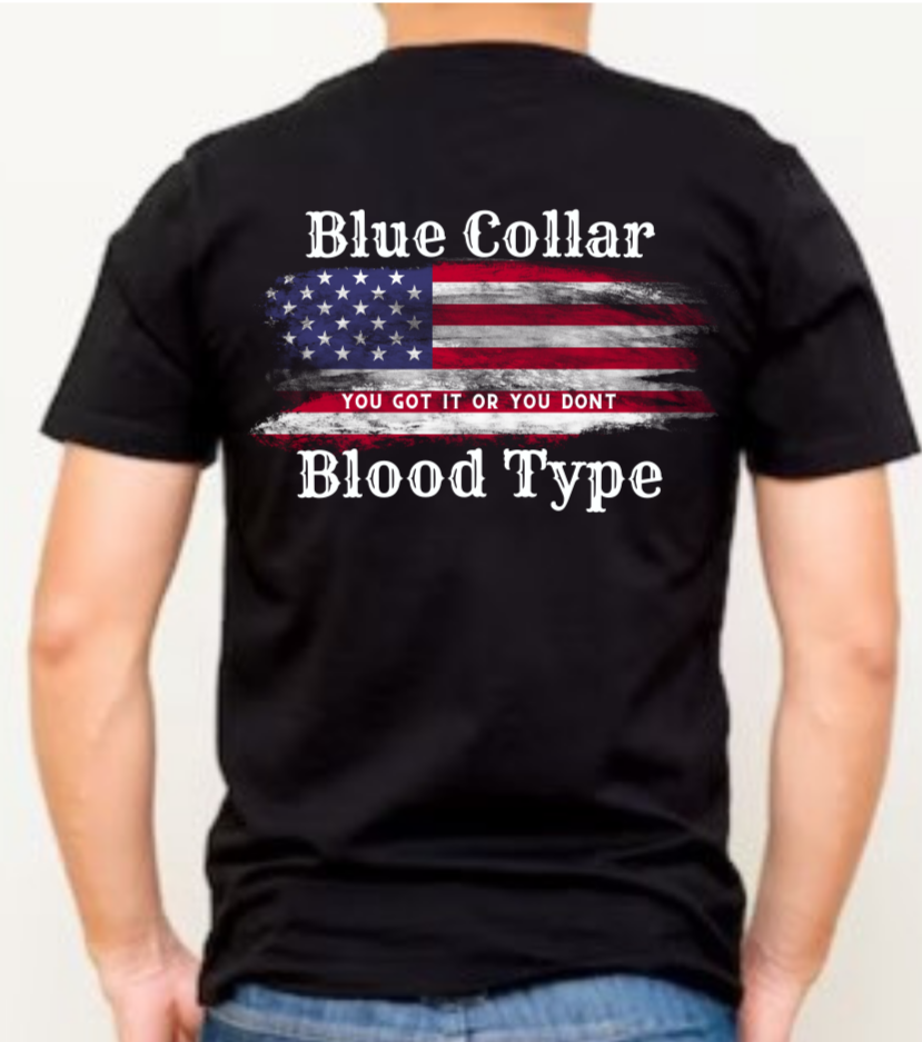 Blue Collar Blood Type T-shirt