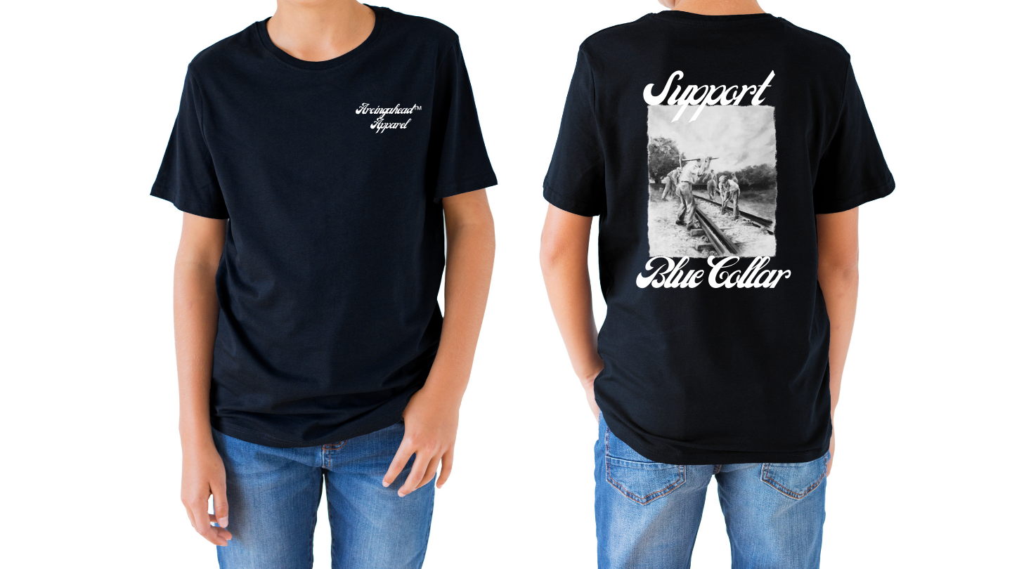 Kid's unisex rail road T-shirt (cursive)